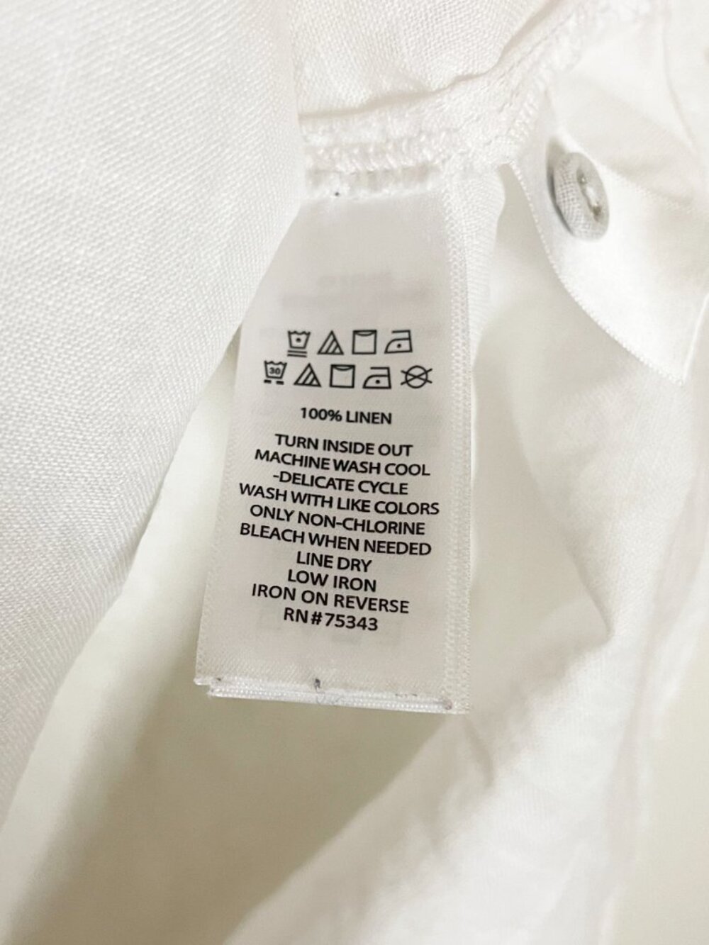Sigrid Olsen 100% Linen White Popover Button Front Blouse Medium Resortwear - Picture 4 of 9